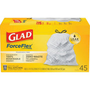 Glad 13 Gal. Tall Kitchen White Reinforced Strength Trash Bag (45-Count)