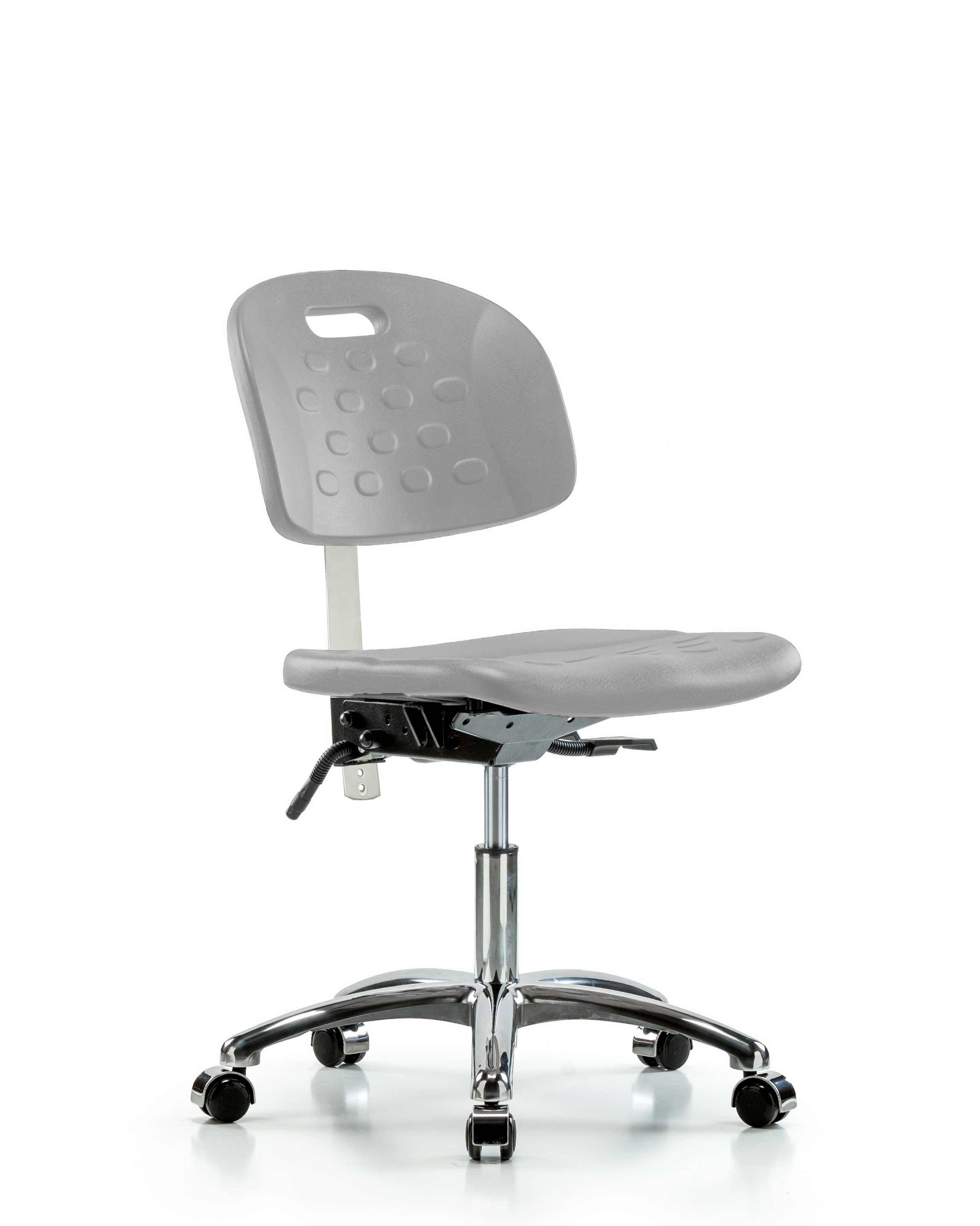 Class 10 Newport Industrial Polyurethane Clean Room Chair - Desk Height with Casters in Gray Polyurethane