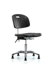 Class 10 Newport Industrial Polyurethane Clean Room Chair - Desk Height with Stationary Glides in Black Polyurethane
