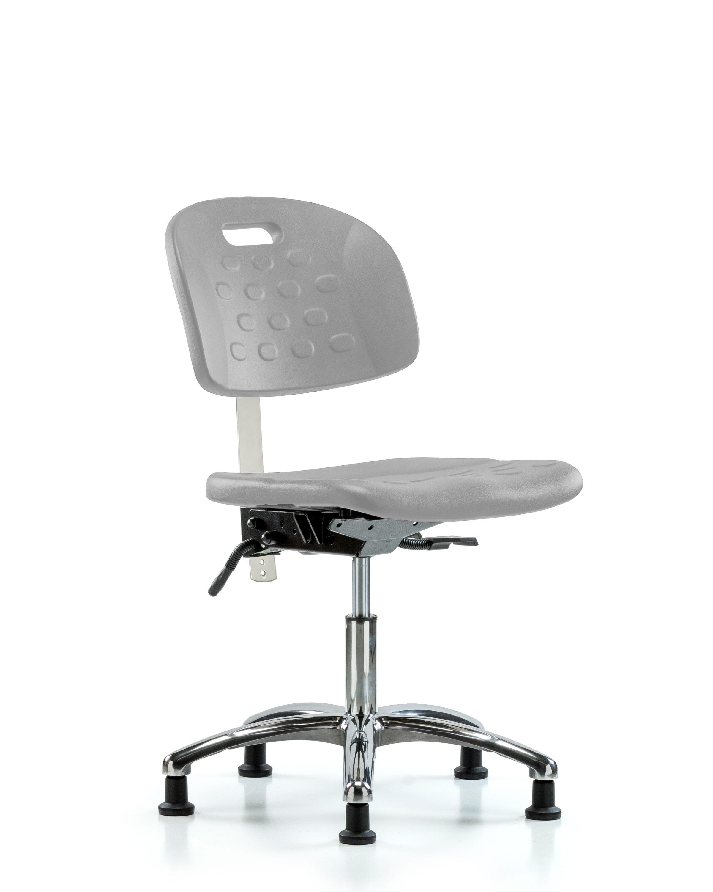 Class 100 Newport Industrial Polyurethane Clean Room Chair - Desk Height with Seat Tilt & Stationary Glides in Gray Polyurethane
