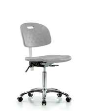Class 100 Newport Industrial Polyurethane Clean Room Chair - Medium Bench Height with Seat Tilt & Casters in Gray Polyurethane