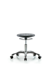 Class 10 Huron Polyurethane Clean Room Stool - Desk Height with Casters in Black Polyurethane