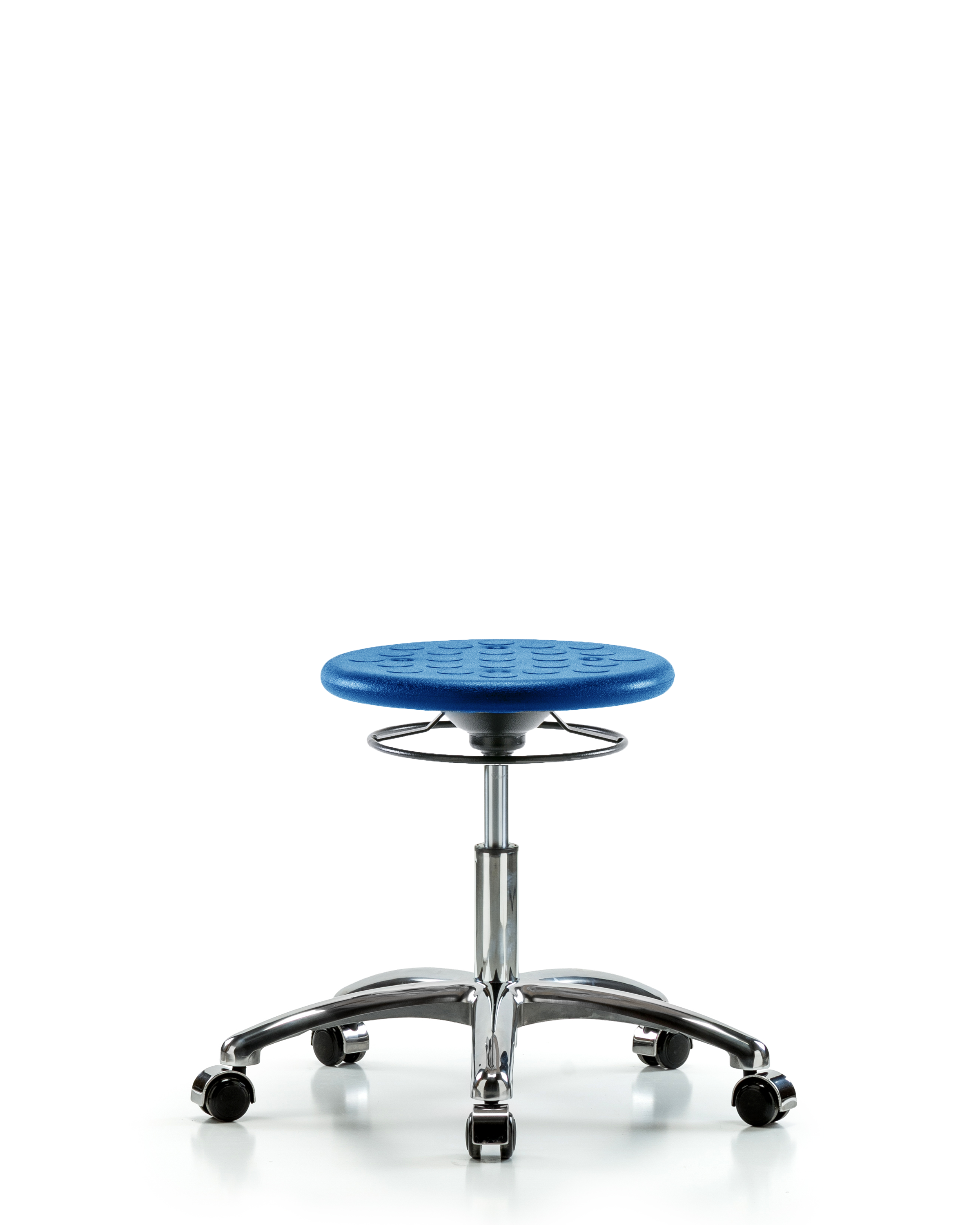 Class 10 Huron Polyurethane Clean Room Stool - Desk Height with Casters in Blue Polyurethane