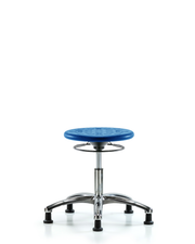 Class 10 Huron Polyurethane Clean Room Stool - Desk Height with Stationary Glides in Blue Polyurethane