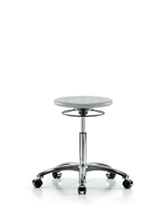 Class 10 Huron Polyurethane Clean Room Stool - Medium Bench Height with Casters in Gray Polyurethane