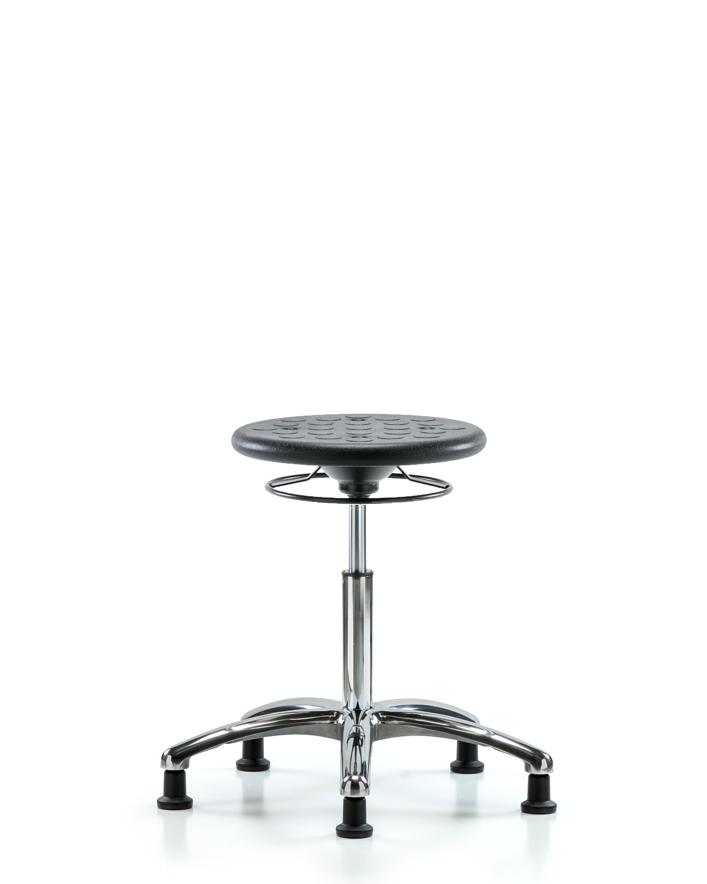 Class 10 Huron Polyurethane Clean Room Stool - Medium Bench Height with Stationary Glides in Black Polyurethane