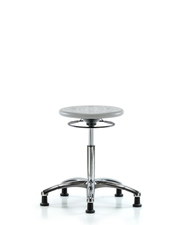 Class 10 Huron Polyurethane Clean Room Stool - Medium Bench Height with Stationary Glides in Gray Polyurethane