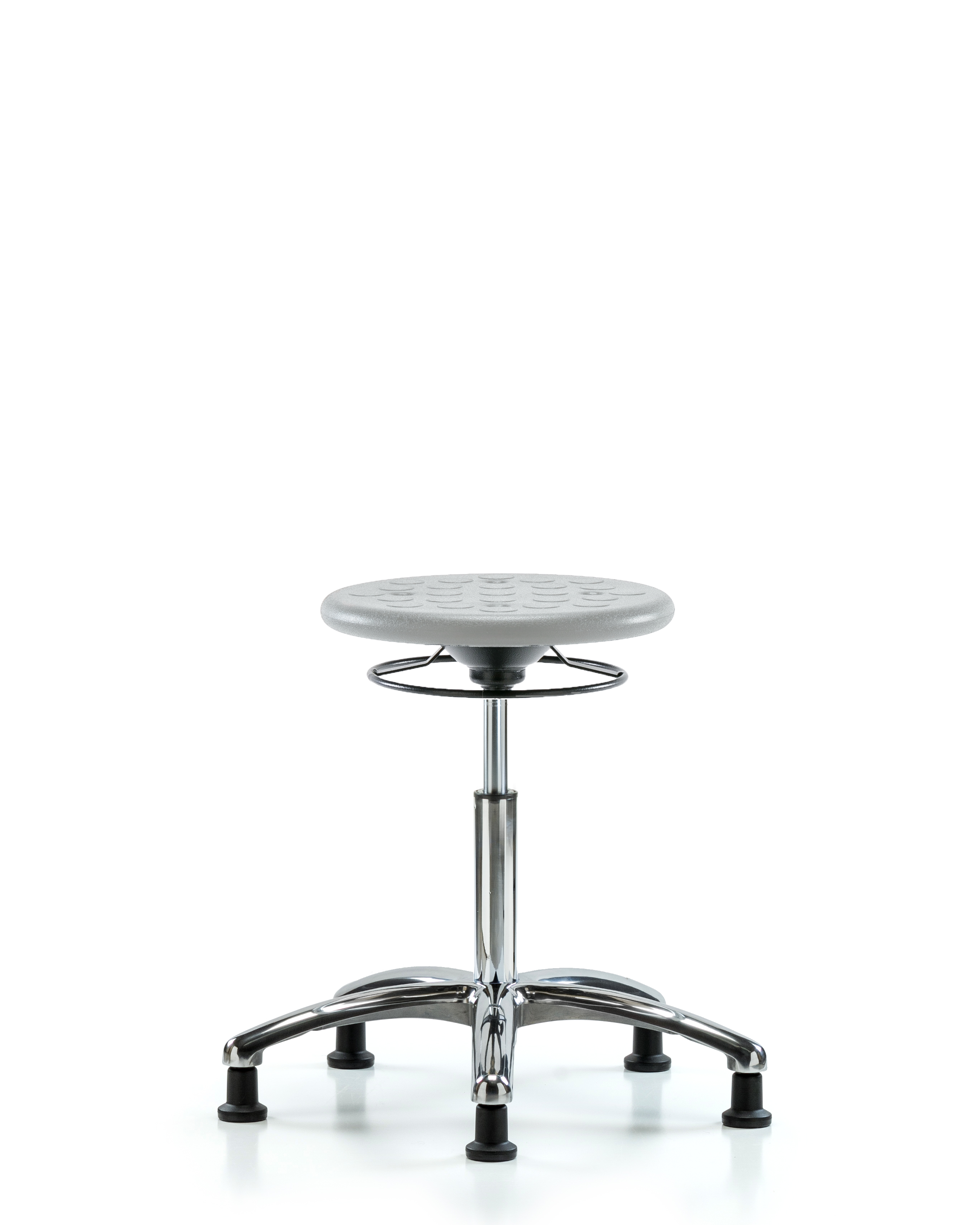 Class 10 Huron Polyurethane Clean Room Stool - Medium Bench Height with Stationary Glides in Gray Polyurethane