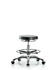 Class 10 Polyurethane Clean Room Stool  - Medium Bench Height with Chrome Foot Ring & Casters