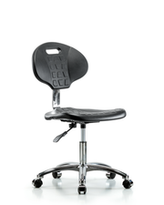Class 10 Erie Polyurethane Clean Room Chair - Desk Height with Casters in Black Polyurethane