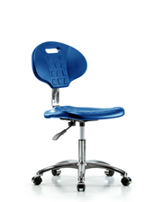 Class 10 Erie Polyurethane Clean Room Chair - Desk Height with Casters in Blue Polyurethane