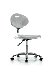 Class 10 Erie Polyurethane Clean Room Chair - Desk Height with Casters in Gray Polyurethane