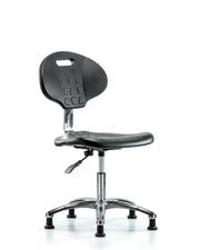 Class 10 Erie Polyurethane Clean Room Chair - Desk Height with Stationary Glides in Black Polyurethane