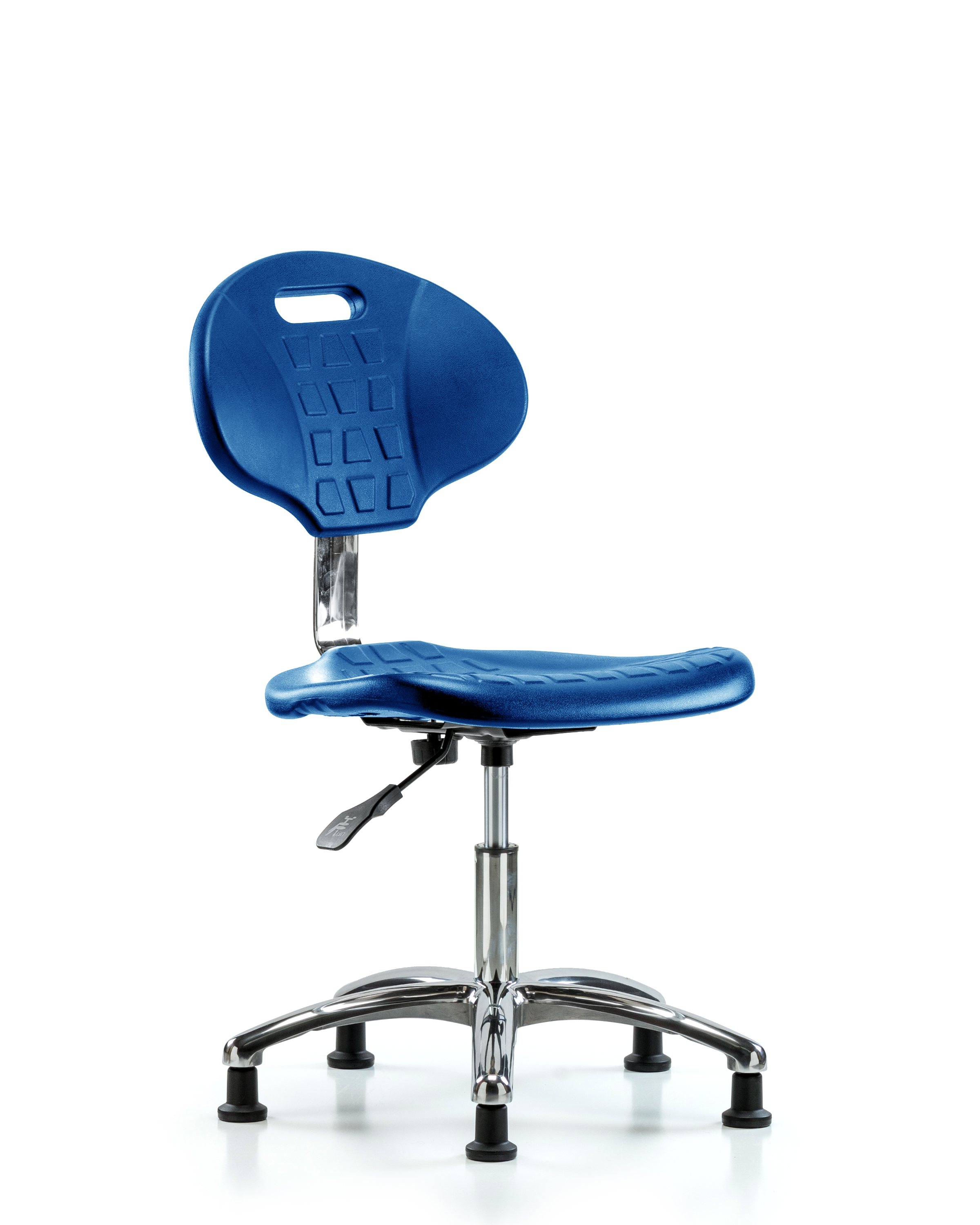 Class 10 Erie Polyurethane Clean Room Chair - Desk Height with Stationary Glides in Blue Polyurethane