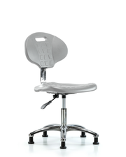 Class 10 Erie Polyurethane Clean Room Chair - Desk Height with Stationary Glides in Gray Polyurethane