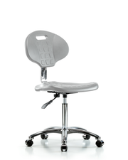 Class 10 Erie Polyurethane Clean Room Chair - Medium Bench Height with Casters in Gray Polyurethane