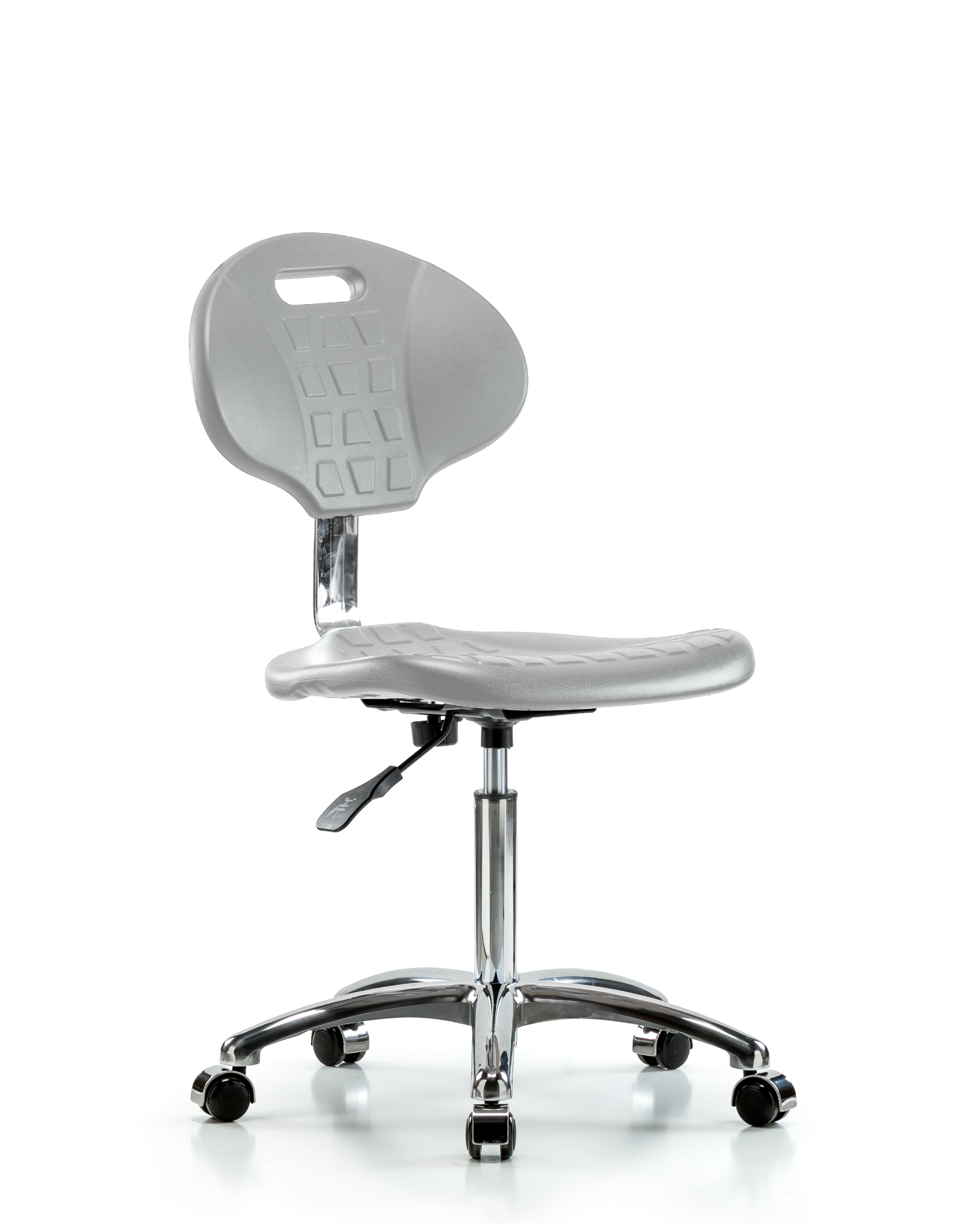 Class 10 Erie Polyurethane Clean Room Chair - Medium Bench Height with Casters in Gray Polyurethane