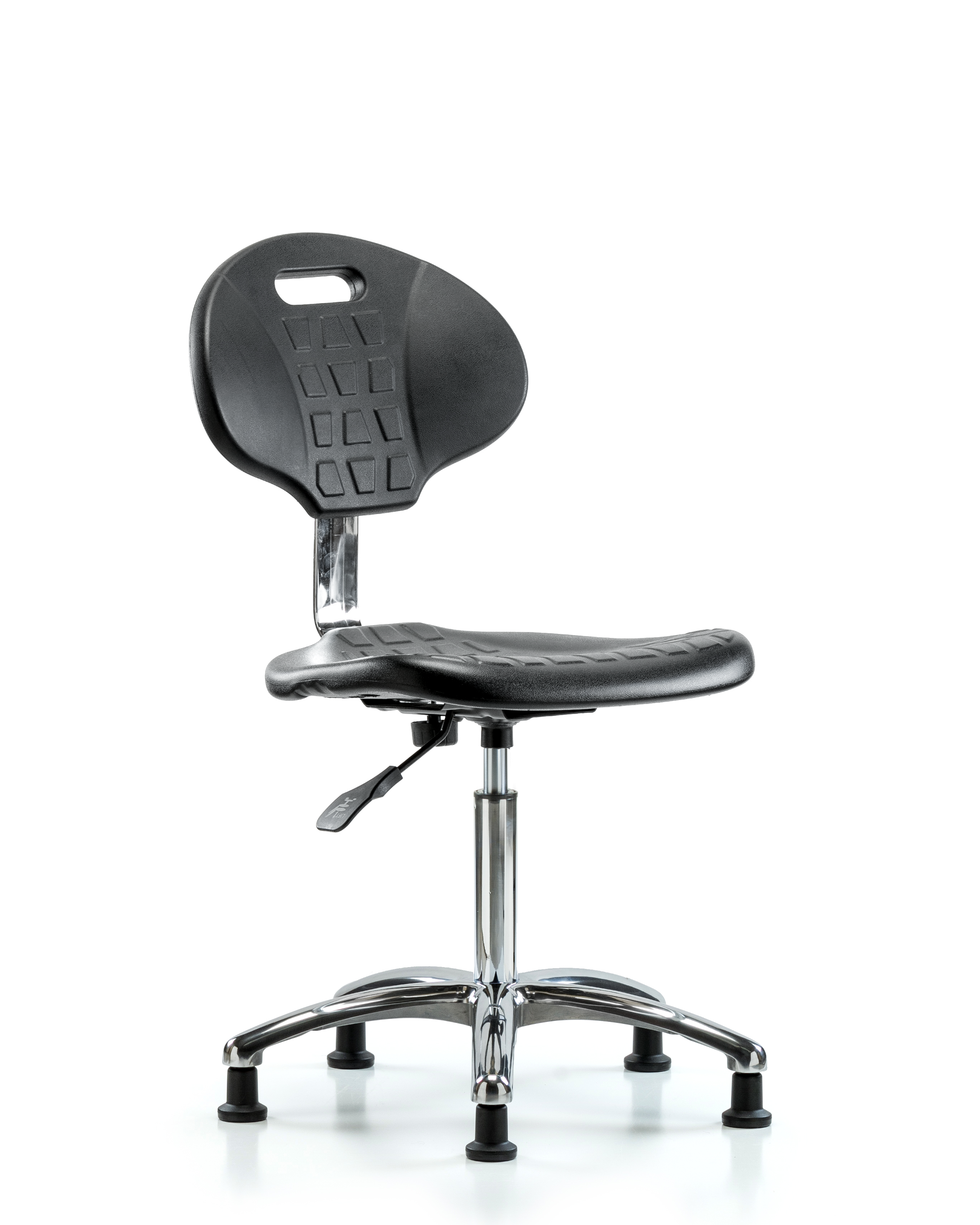 Class 10 Erie Polyurethane Clean Room Chair - Medium Bench Height with Stationary Glides in Black Polyurethane