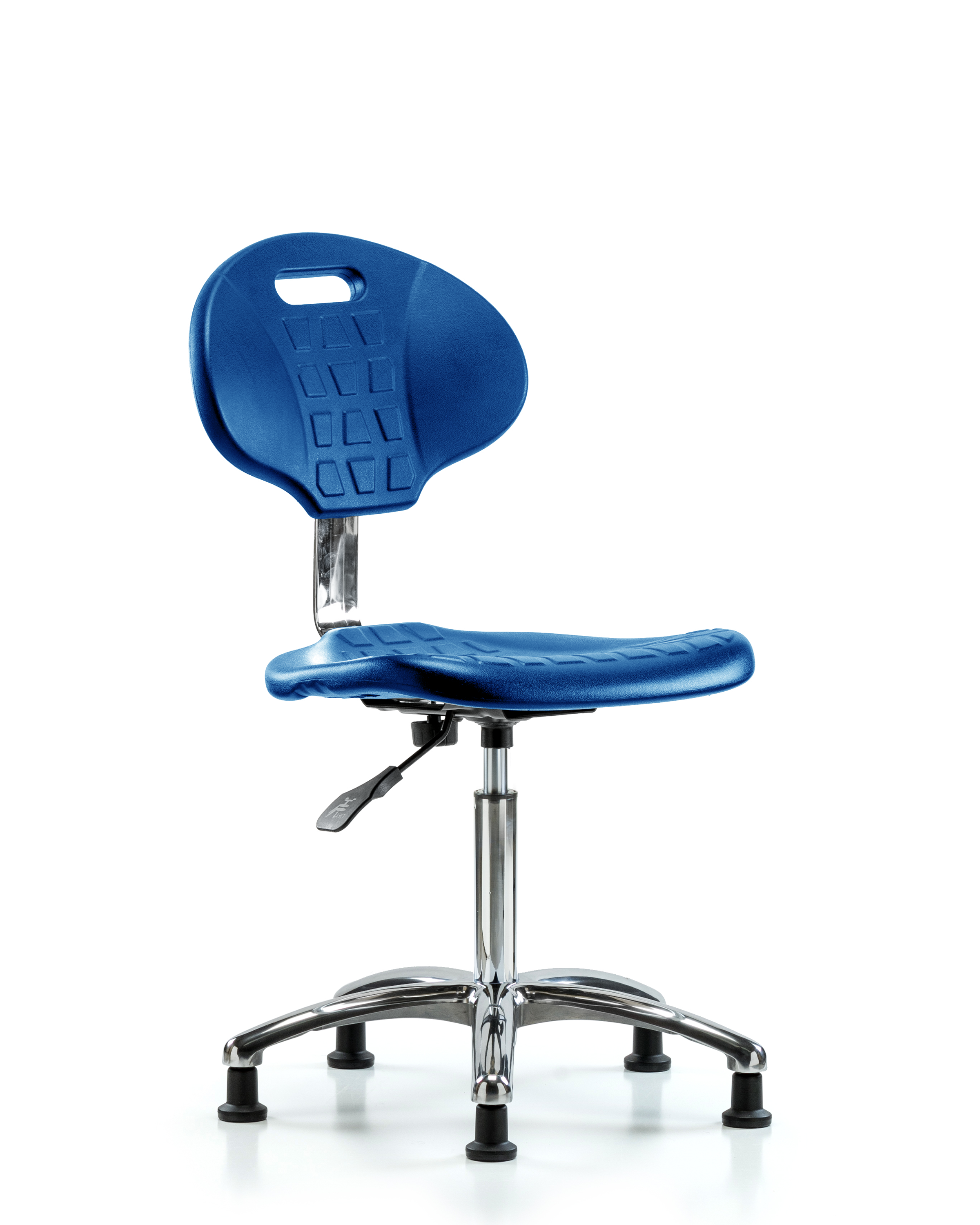 Class 10 Erie Polyurethane Clean Room Chair - Medium Bench Height with Stationary Glides in Blue Polyurethane
