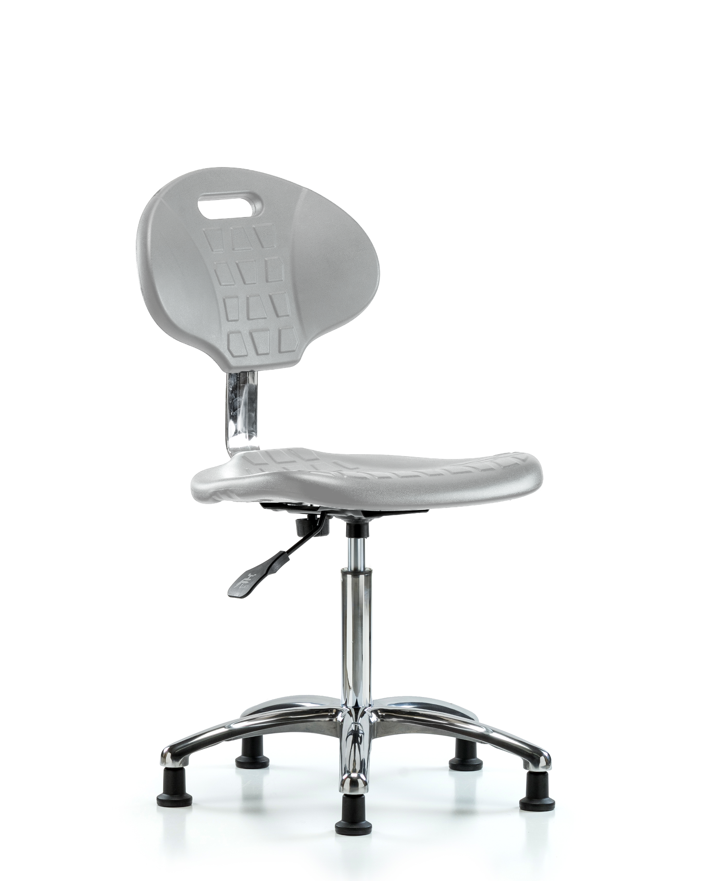 Class 10 Erie Polyurethane Clean Room Chair - Medium Bench Height with Stationary Glides in Gray Polyurethane