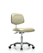 Class 10 Clean Room Vinyl Chair Chrome - Desk Height with Casters in Adobe White Trailblazer Vinyl