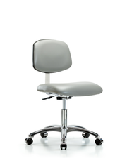 Class 10 Clean Room Vinyl Chair Chrome - Desk Height with Casters in Dove Trailblazer Vinyl