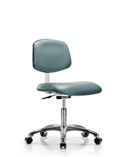 Class 10 Clean Room Vinyl Chair Chrome - Desk Height with Casters in Storm Supernova Vinyl
