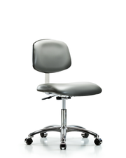 Class 10 Clean Room Vinyl Chair Chrome - Desk Height with Casters in Sterling Supernova Vinyl