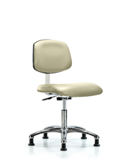 Class 10 Clean Room Vinyl Chair Chrome - Desk Height with Stationary Glides in Adobe White Trailblazer Vinyl