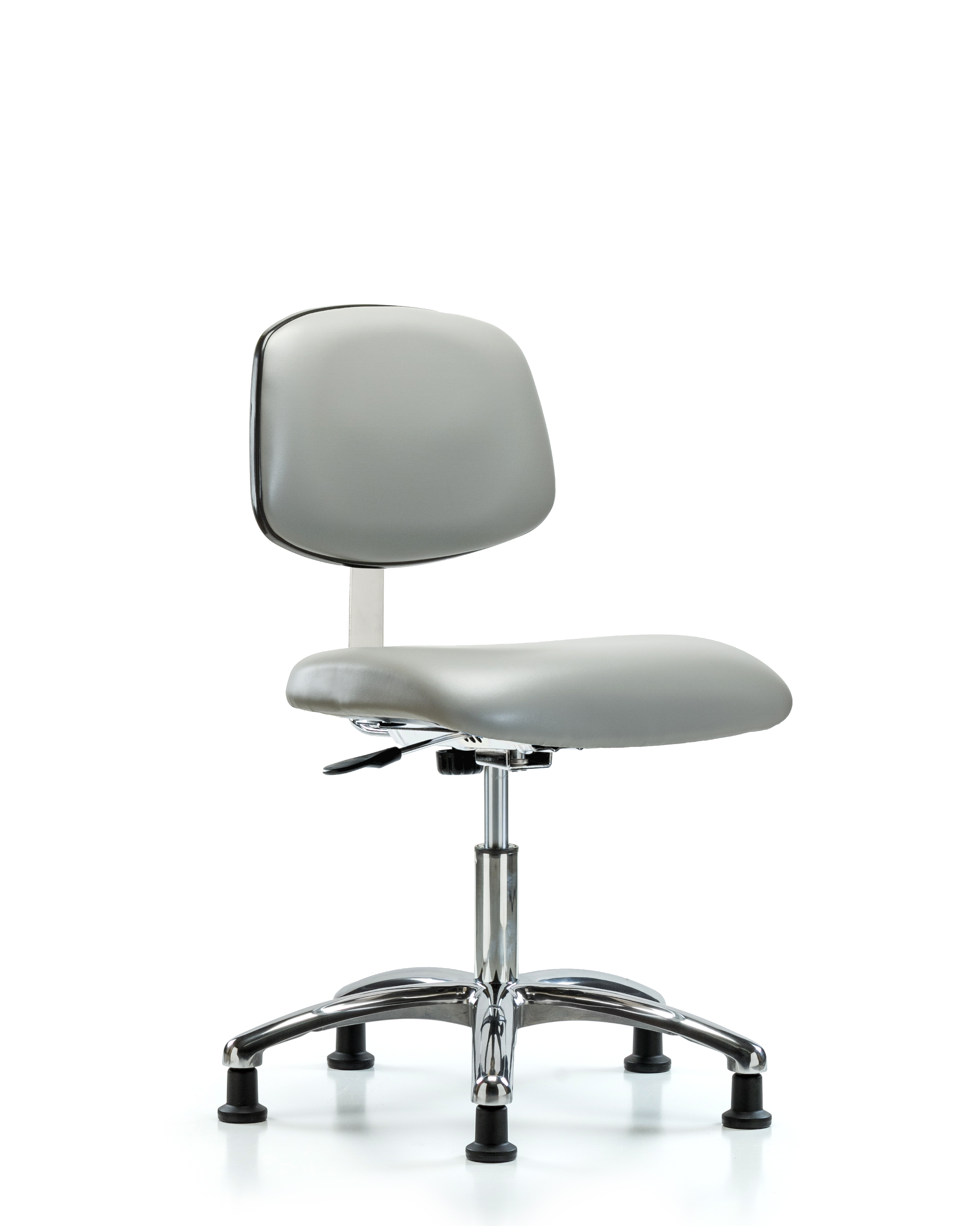 Class 10 Clean Room Vinyl Chair Chrome - Desk Height with Stationary Glides in Dove Trailblazer Vinyl