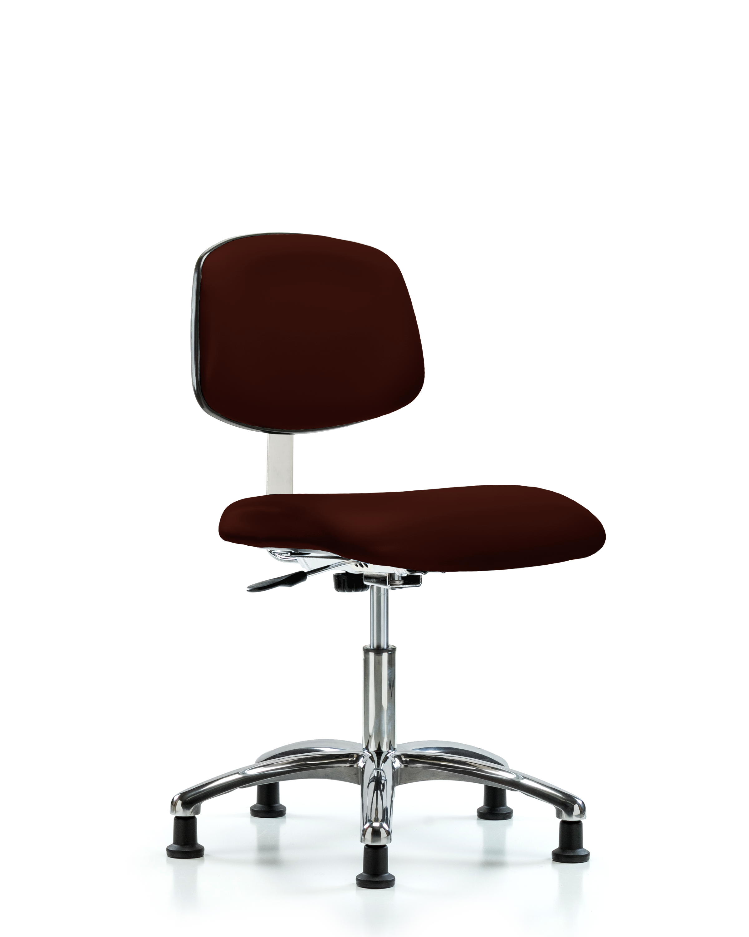 Class 10 Clean Room Vinyl Chair Chrome - Desk Height with Stationary Glides in Burgundy Trailblazer Vinyl