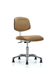 Class 10 Clean Room Vinyl Chair Chrome - Desk Height with Stationary Glides in Taupe Trailblazer Vinyl