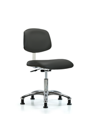 Class 10 Clean Room Vinyl Chair Chrome - Desk Height with Stationary Glides in Charcoal Trailblazer Vinyl