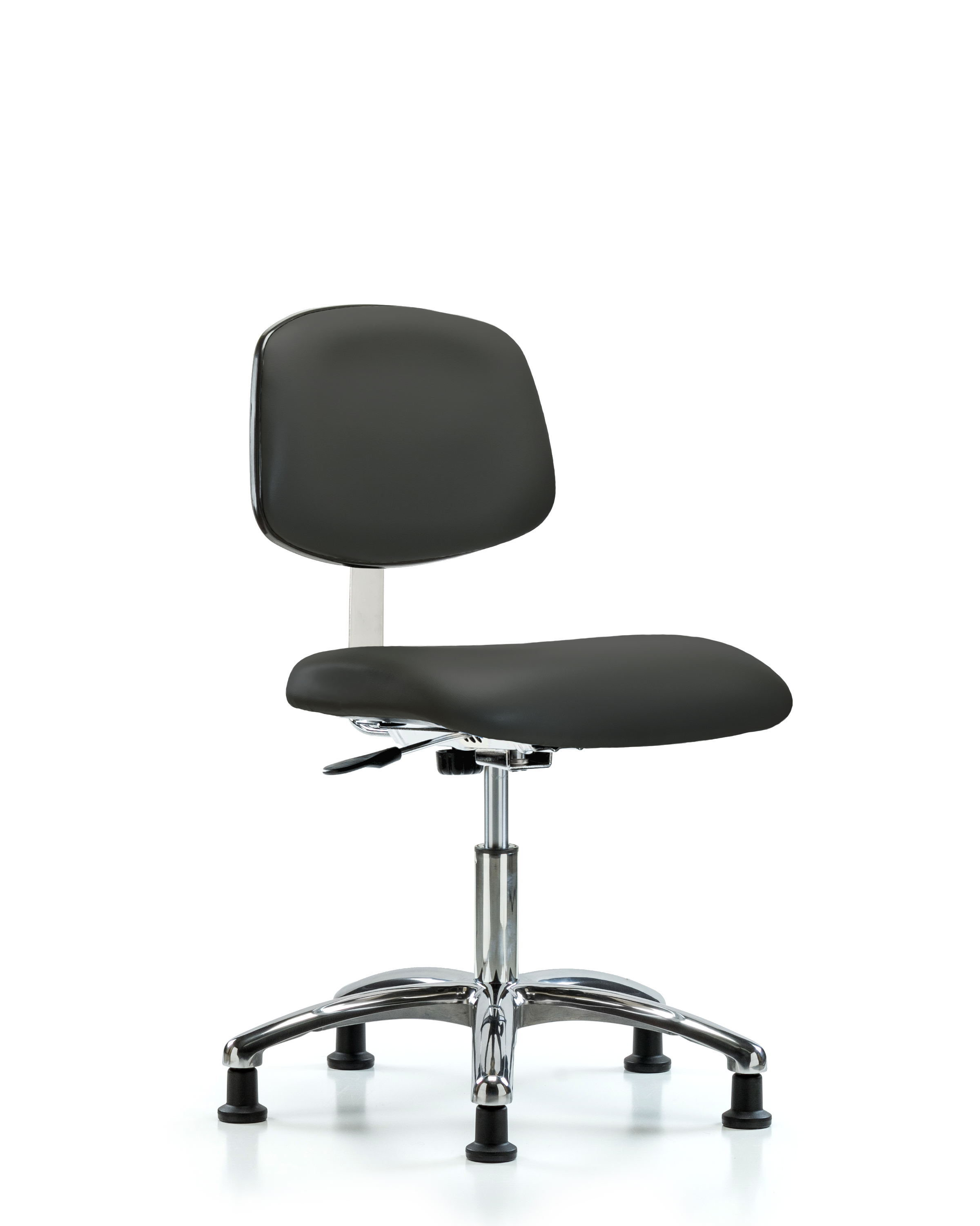 Class 10 Clean Room Vinyl Chair Chrome - Desk Height with Stationary Glides in Charcoal Trailblazer Vinyl