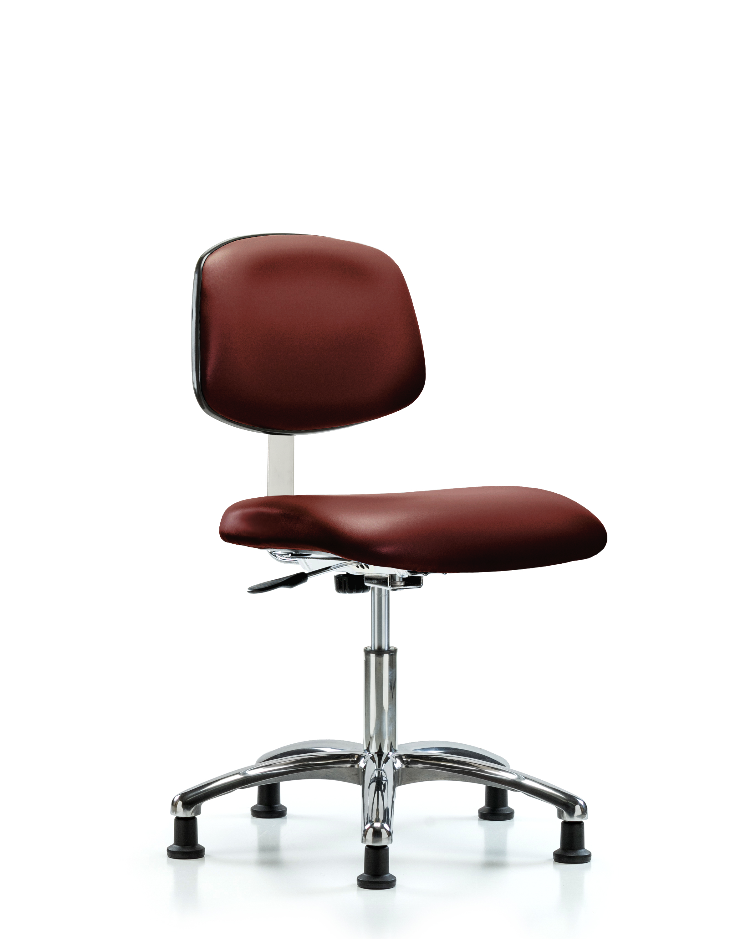 Class 10 Clean Room Vinyl Chair Chrome - Desk Height with Stationary Glides in Borscht Supernova Vinyl