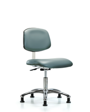 Class 10 Clean Room Vinyl Chair Chrome - Desk Height with Stationary Glides in Storm Supernova Vinyl