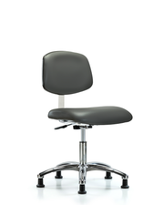 Class 10 Clean Room Vinyl Chair Chrome - Desk Height with Stationary Glides in Carbon Supernova Vinyl