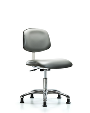 Class 10 Clean Room Vinyl Chair Chrome - Desk Height with Stationary Glides in Sterling Supernova Vinyl