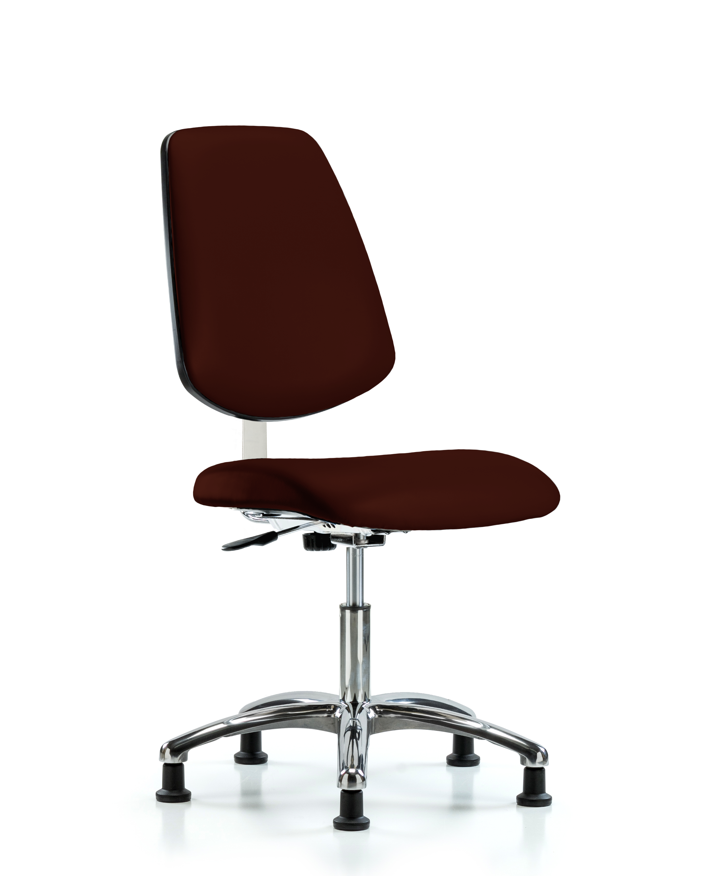 Class 10 Clean Room Vinyl Chair Chrome - Desk Height with Medium Back & Stationary Glides in Burgundy Trailblazer Vinyl