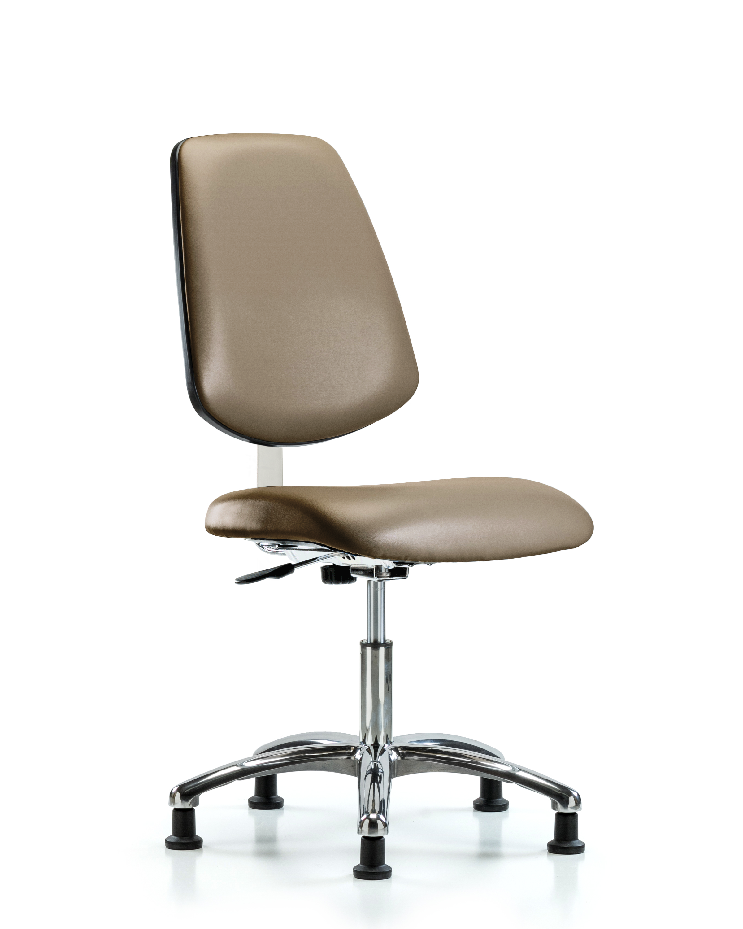 Class 10 Clean Room Vinyl Chair Chrome - Desk Height with Medium Back & Stationary Glides in Taupe Supernova Vinyl