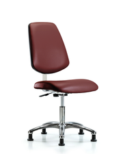 Class 10 Clean Room Vinyl Chair Chrome - Desk Height with Medium Back & Stationary Glides in Borscht Supernova Vinyl