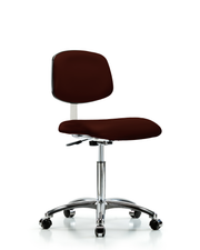 Class 10 Clean Room Vinyl Chair Chrome - Medium Bench Height with Casters in Burgundy Trailblazer Vinyl