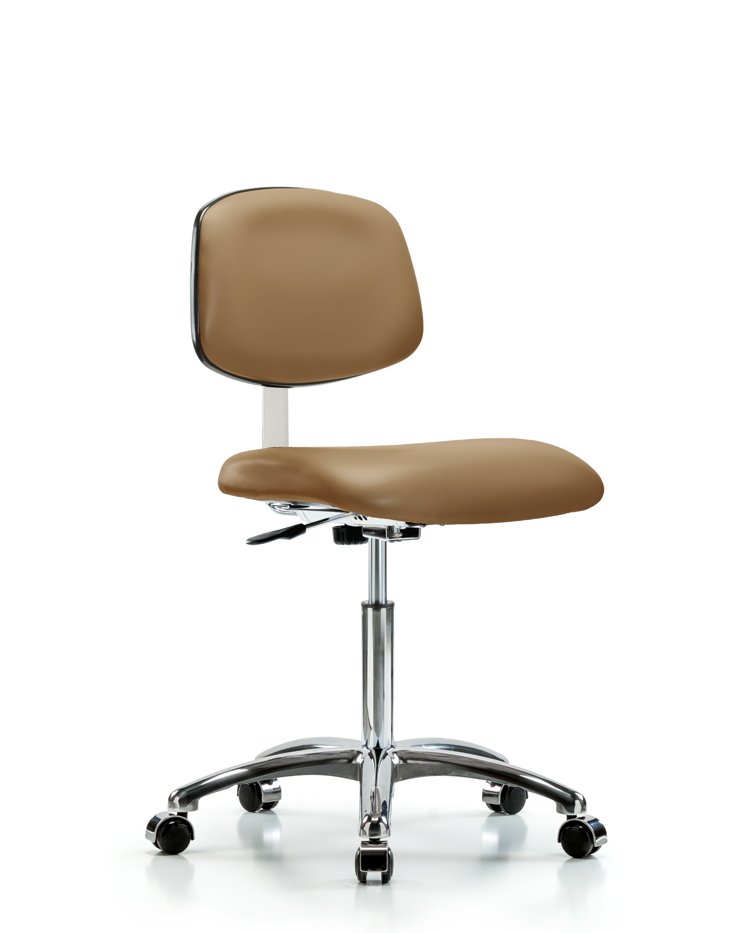 Class 10 Clean Room Vinyl Chair Chrome - Medium Bench Height with Casters in Taupe Trailblazer Vinyl