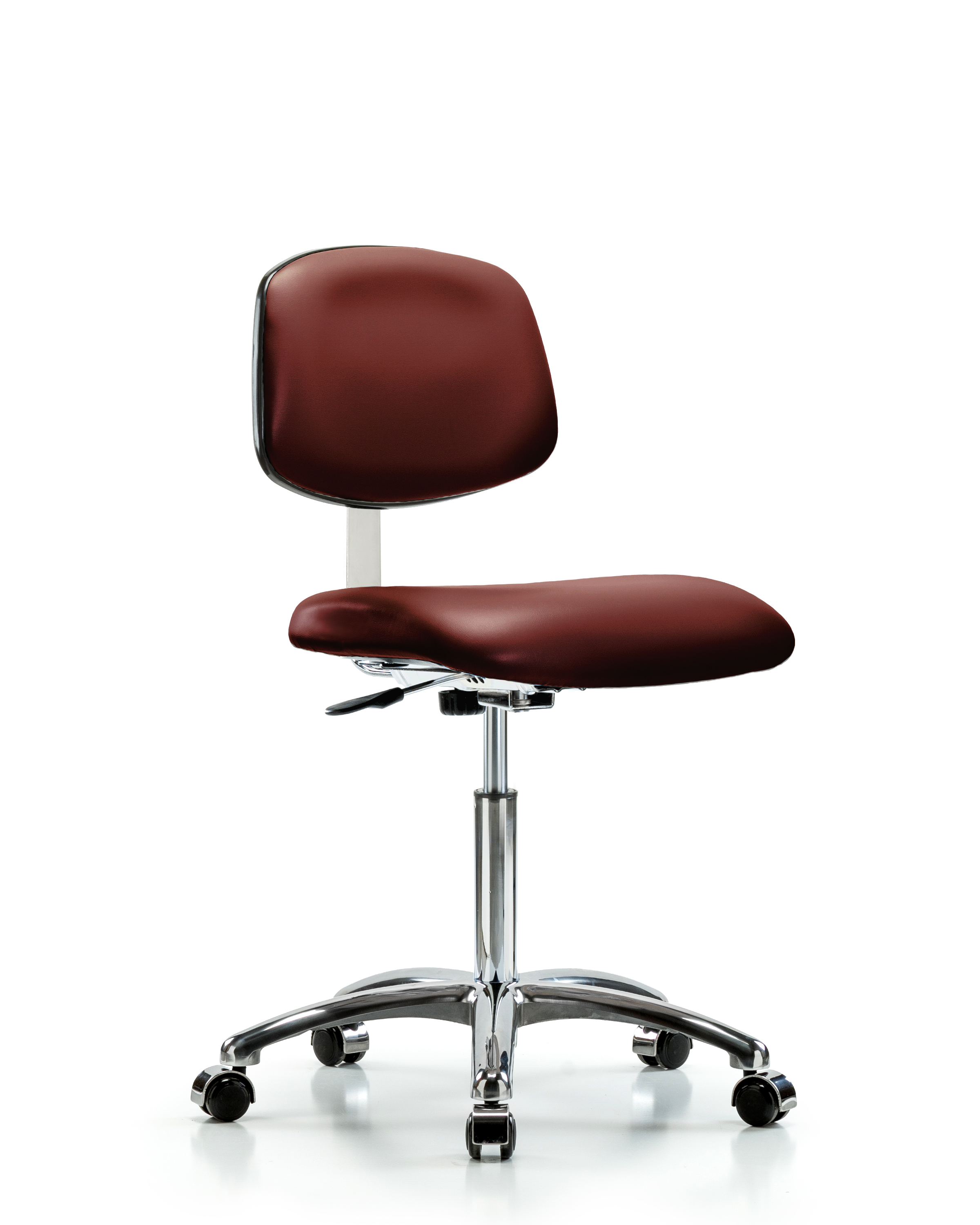 Class 10 Clean Room Vinyl Chair Chrome - Medium Bench Height with Casters in Borscht Supernova Vinyl