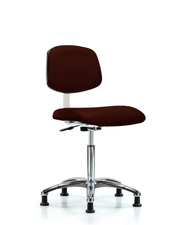 Class 10 Clean Room Vinyl Chair Chrome - Medium Bench Height with Stationary Glides in Burgundy Trailblazer Vinyl