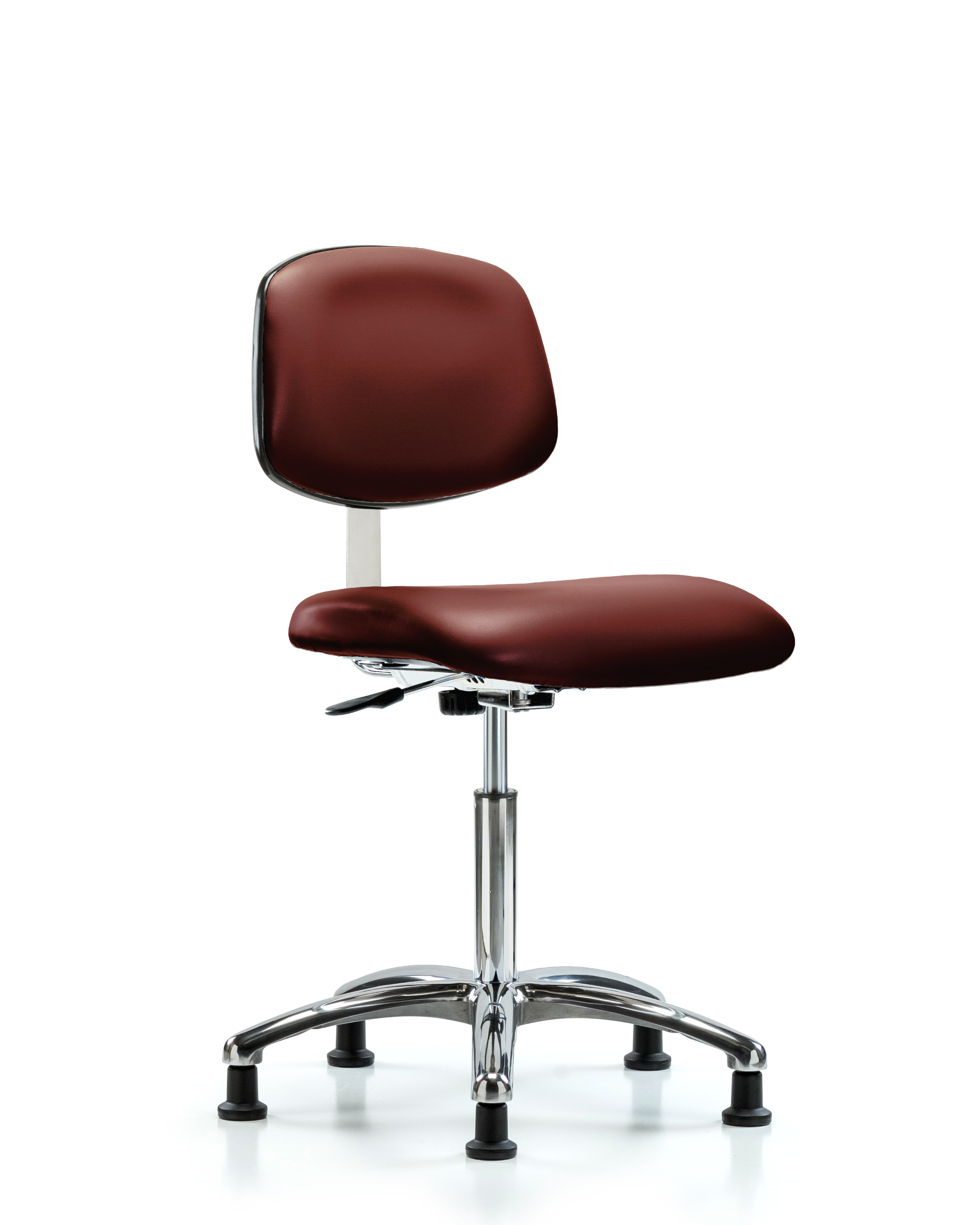 Class 10 Clean Room Vinyl Chair Chrome - Medium Bench Height with Stationary Glides in Borscht Supernova Vinyl