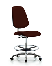 Class 10 Clean Room Vinyl Chair Chrome - Medium Bench Height with Medium Back, Chrome Foot Ring, & Casters in Burgundy Trailblazer Vinyl