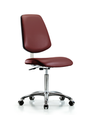 Class 10 Clean Room Vinyl Chair Chrome - Medium Bench Height with Medium Back & Casters in Borscht Supernova Vinyl