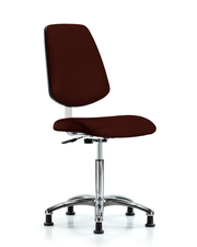 Class 10 Clean Room Vinyl Chair Chrome - Medium Bench Height with Medium Back & Stationary Glides in Burgundy Trailblazer Vinyl