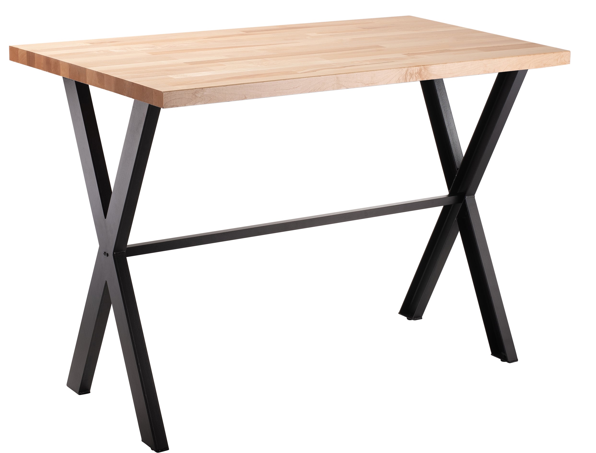 NPS® Collaborator Table, 30" x 72", Rectangle, 42" Height w/ Crossbeam, Butcherblock top